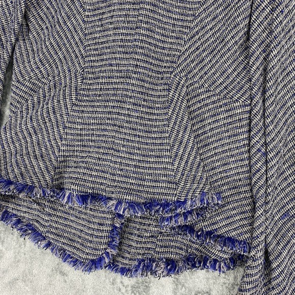 Theyskens' Theory Jacket Womens 4 Blue‎ Jossak Tweed Button Fringe Metallic Lady - Picture 9 of 13